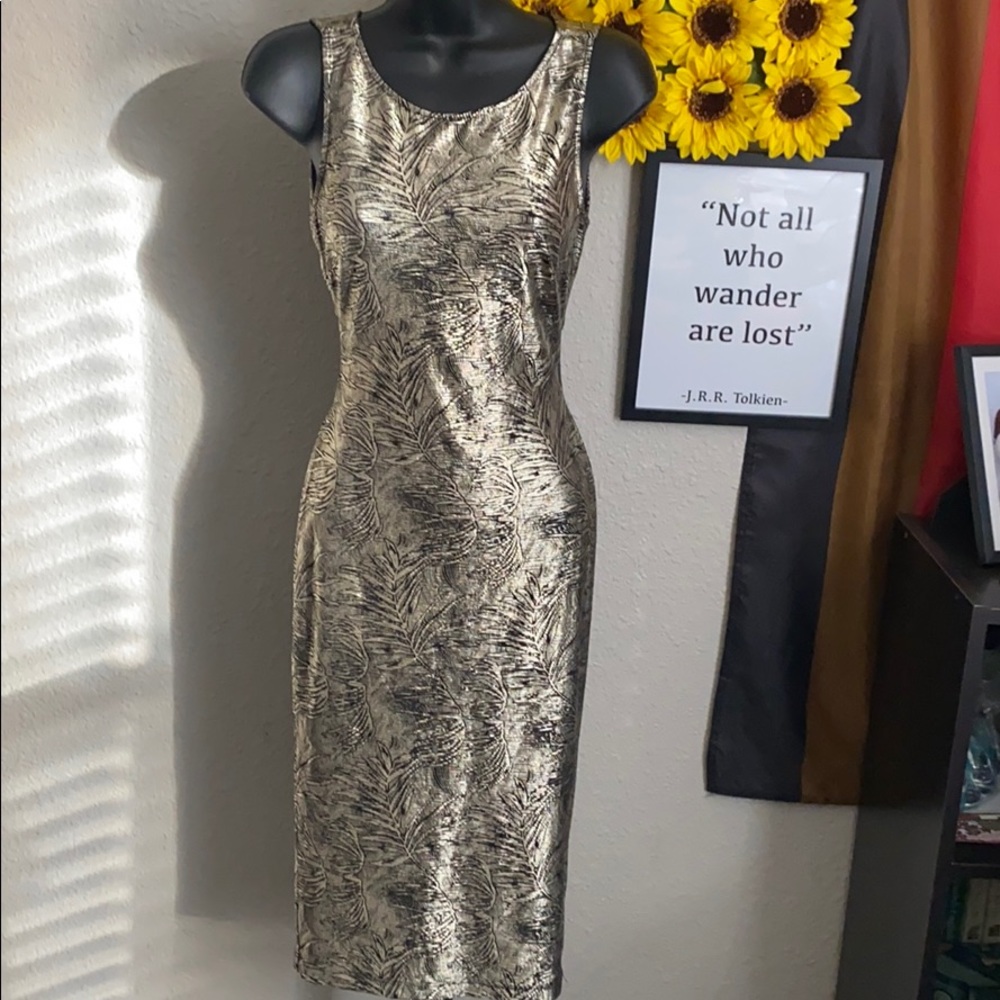 Metallic Leaf Dress